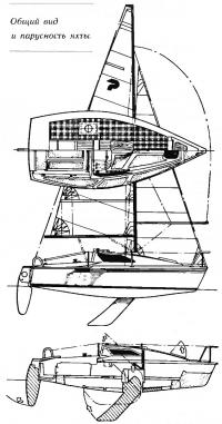 Общий вид и парусность яхты «Рикошет»