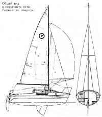 Общий вид и парусность яхты. Вариант со швертом