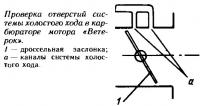 Проверка отверстий системы холостого хода в карбюраторе мотора «Ветерок»