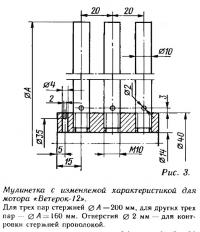 Рис. 3. Мулинетка с изменяемой характеристикой для мотора «Ветерок-12»