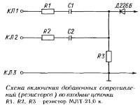 Схема включения добавочных сопротивлений во входные цепочки