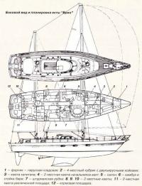 Боковой вид и планировка яхты «Бриз»