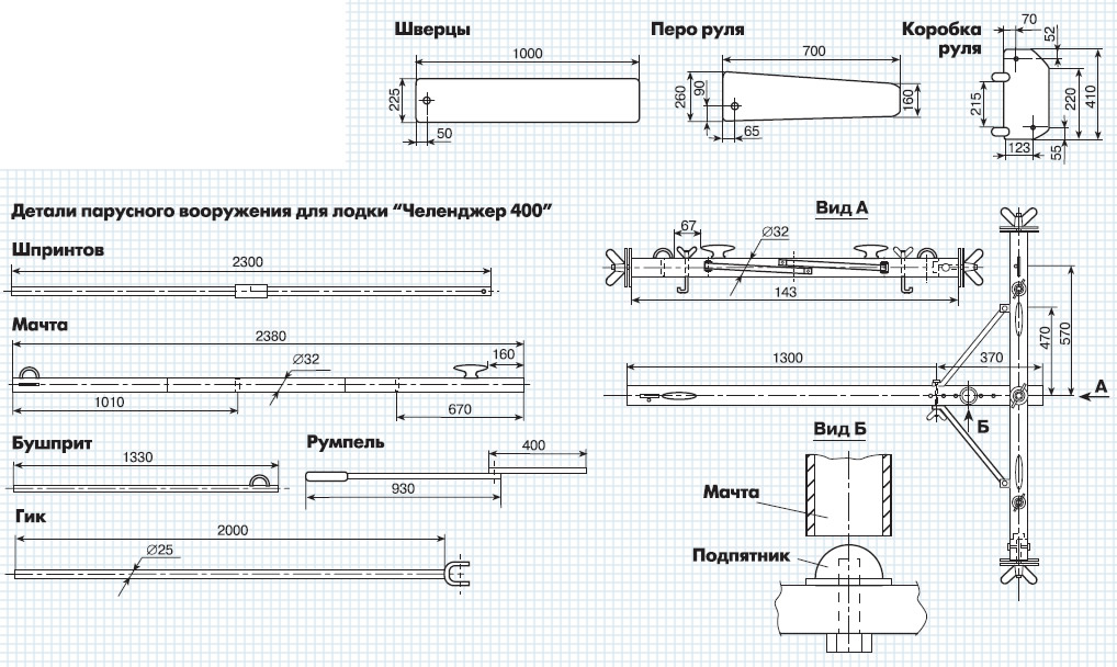 Детали парусного вооружения для лодки 