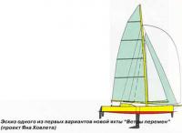 Эскиз одного из первых вариантов новой яхты «Ветры перемен»