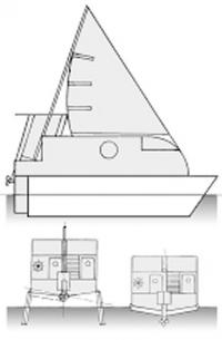 Эскиз трансформируемого двухрежимного судна под мотором и под парусом