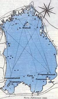 Карта маяков Ладожского озера