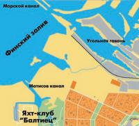 Карта расположения яхт-клуба «Балтиец»