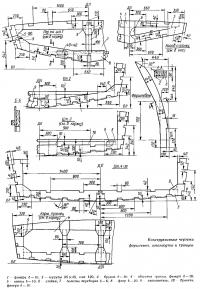 Конструктивные чертежи форштевня, шпангоутов и транцев