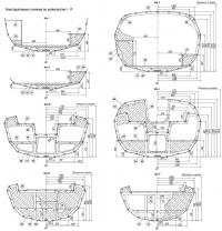 Конструктивные сечения по шпангоутам I–P