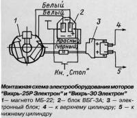 Монтажная схема электрооборудования моторов Вихрь-Электрон