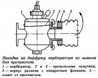 Насадка на диффузор карбюратора из шланга для противогаза