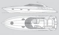 Общий вид и основные данные катера «Superhawk-34» по проспекту фирмы «Sunseeker»