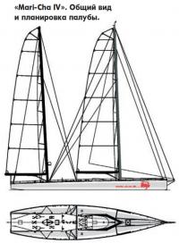 Общий вид и планировка палубы яхты "Mari-Cha IV"