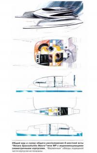 Общий вид и схема общего расположения 6-местной яхты 