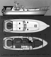 Основные эскизы общего вида и компоновки моторной яхты МОТ-111
