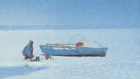 Первые 25 километров пути пришлось вопочить лодку по льду