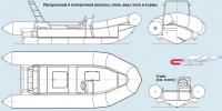Продольный и поперечный разрезы, план, вид с носа и кормы