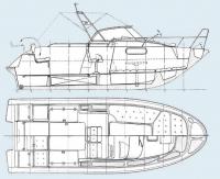 Продольный разрез и планы катера «Фантом-II»