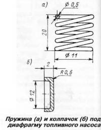 Пружина и колпачок под диафрагму топливного насоса