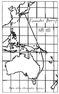 Путь яхты «Командор Беринг»