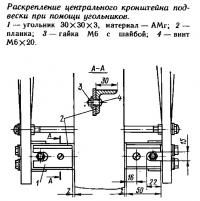 Раскрепление центрального кронштейна подвески при помощи угольников