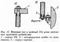 Рис. 11. Верхний и нижний узлы крепления пускового устройства