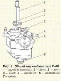 Рис. 1. Общий вид карбюратора К-49