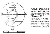 Рис. 6. Верхний золотник двухкарбюраторного 