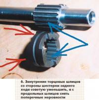 Рис. 6. Занутрение торцевых шлицов со стороны шестерни заднего хода