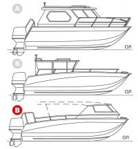 Три варианта катера «Норд-Вест-65К». Выделен вариант «В»