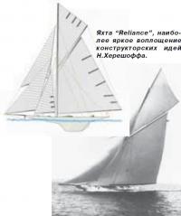 Яхта "Reliance", наиболее яркое воплощение идей Н. Херешоффа.