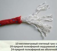 10-миллиметровый плетеный трос с 16-прядной полиэфирной сердцевиной