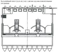 Батарейный плот с двумя 229-мм поворотными орудиями