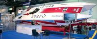 Катамаран катарской команды на стенде официального спонсора гонок «Class One» компании «Marinetek»