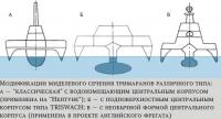 Модификации миделевого сечения тримаранов различного типа