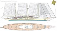 Общий вид и план верхней палубы яхты