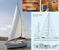 Общий вид и продольный разрез парусно-моторной яхты пр. 09127
