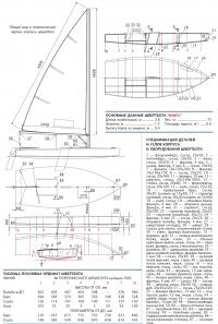 Общий вид и теоретический чертеж корпуса швертбота «Юнга»