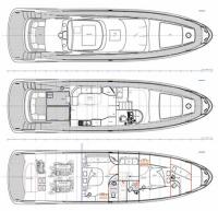 Планировка палубы и подпалубных помещений скоростной комфортабельной 64-футовой яхты «SB 64 Asian Gem»