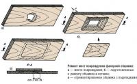 Ремонт мест повреждения фанерной обшивки