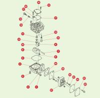 Рис. 1. Схема карбюратора моделей мощностью 9.9 и 15 л.с.
