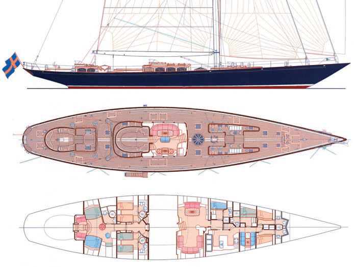 Схема общего вида и планировка яхты 