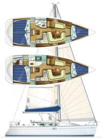 «Sun Odyssey 35». Общий вид и два варианта планировки
